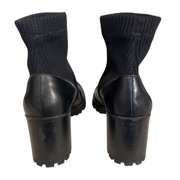 Zara Women’s Track Sole Ankle Moto Combat Chunky Heel Slip On Black Boots 7.5/38 - Picture 5 of 14